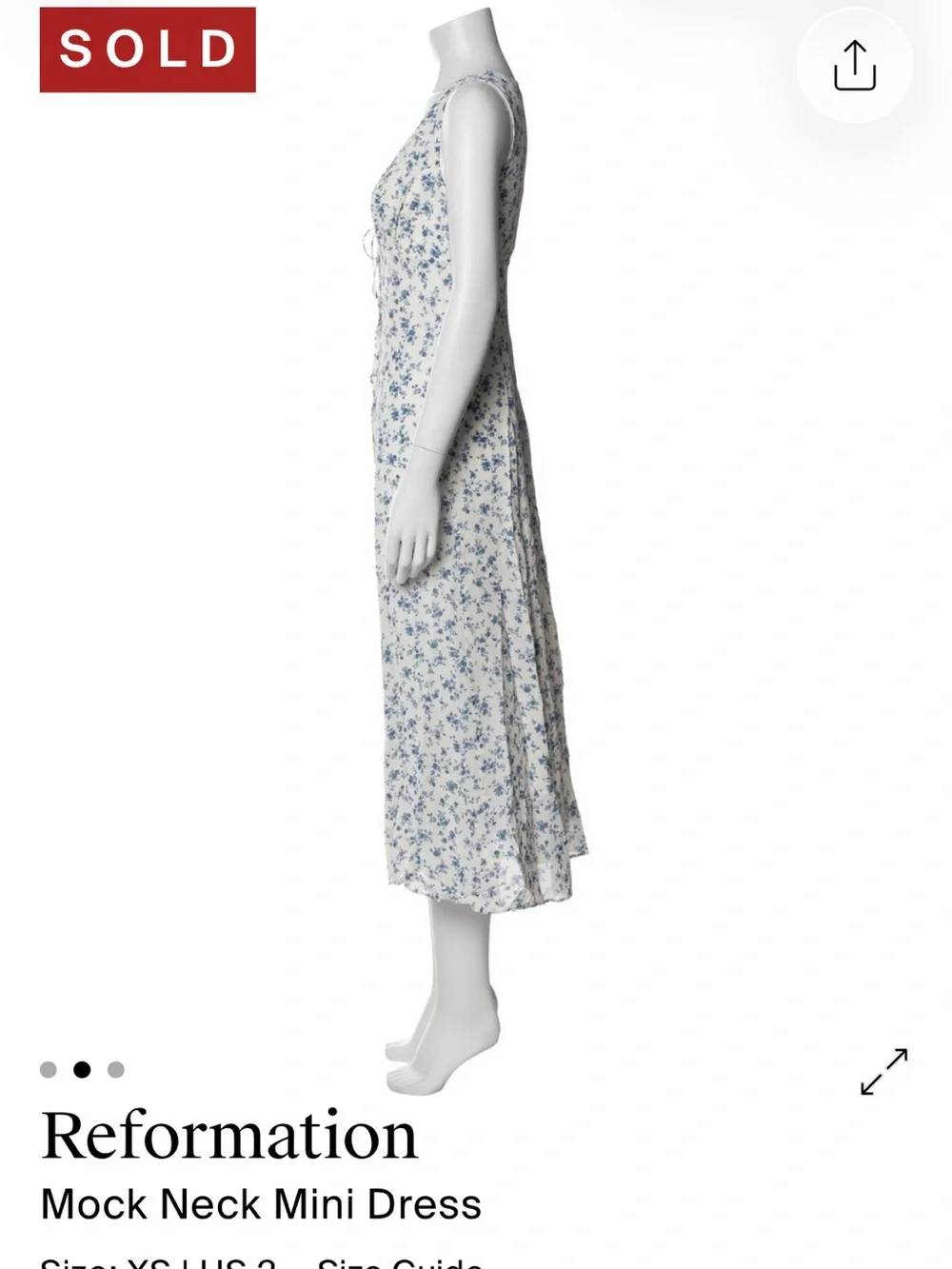 Reformation White Midi Skirt with Blue Floral Print